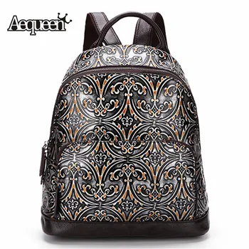 AEQUEEN Genuine Leather Women Embossed Backpack Vintage Shool Bag Female Cowhide Leather Knapsack Ladies Travel Back Pack Bags
AEQUEEN Genuine Leather Women Embossed Backpack Vintage Shool Bag Female Cowhide Leather Knapsack Ladies Travel Back Pack Bags