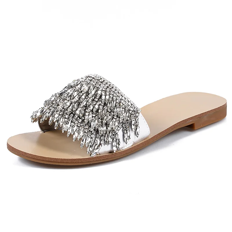 Glitter Pure Rhinestone Full Embellished Slipper Peep Toe Flats Leisure Slide Fashion Summer Crystal Beach Sandalias Zapatos
Glitter Pure Rhinestone Full Embellished Slipper Peep Toe Flats Leisure Slide Fashion Summer Crystal Beach Sandalias Zapatos