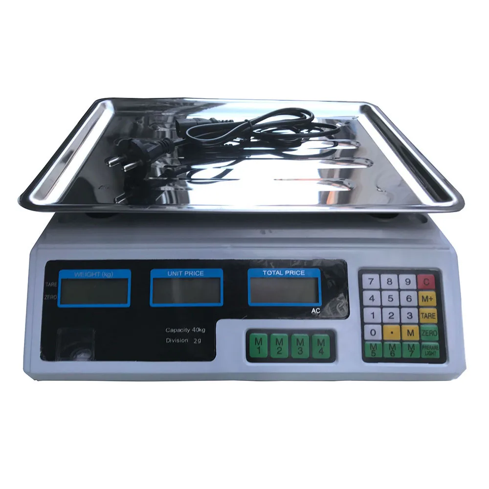 

30KG/40KG Electronic Price Computing Scale Food Meat Fruit Weight Scale Counting Equipment With LCD Battery for Stores Shops