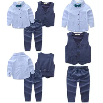 3PCS Kids Toddler Baby Boys Outfits Formal Party Wedding Gentleman Clothing Set Shirt Waistcoat Pants Blue Suits With Bow Tie 
3PCS Kids Toddler Baby Boys Outfits Formal Party Wedding Gentleman Clothing Set Shirt Waistcoat Pants Blue Suits With Bow Tie