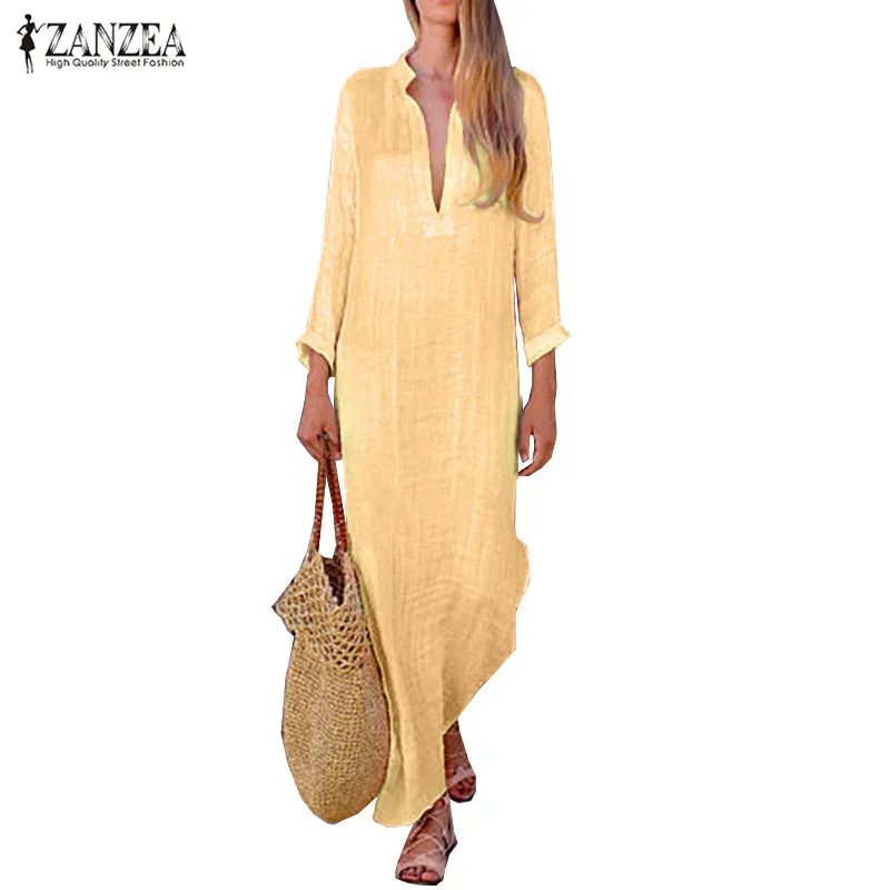 ZANZEA Vintage Linen Dress Women Plain Maxi Dress Sexy V Neck Long Sleeve Baggy Vestido Robe Female Beach Sundress Oversized 5XL
ZANZEA Vintage Linen Dress Women Plain Maxi Dress Sexy V Neck Long Sleeve Baggy Vestido Robe Female Beach Sundress Oversized 5XL