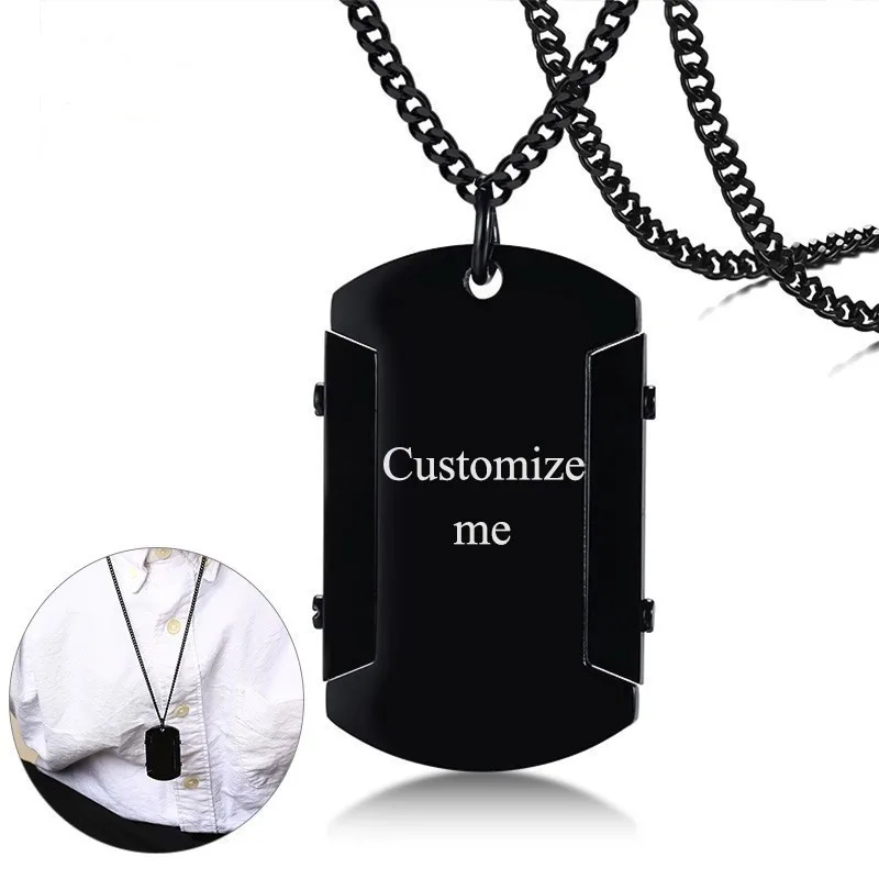 Men Thick Dog Tag Necklace Personalize Custom Engraving High Polished Black Stainless Steel Pendant Gift for Him Drop Shipping
Men Thick Dog Tag Necklace Personalize Custom Engraving High Polished Black Stainless Steel Pendant Gift for Him Drop Shipping