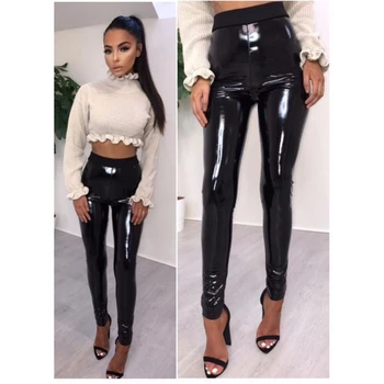 Womens Sexy Black Slim Leggings Soft Strethcy Shiny Wet Look Faux Leather Elasticated High Waist Bottoms
Womens Sexy Black Slim Leggings Soft Strethcy Shiny Wet Look Faux Leather Elasticated High Waist Bottoms