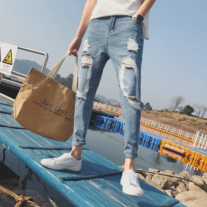 Summer Jeans Men Slim Fashion Washed Solid Color Torn Holes Denim Pants Man Streetwear Male Clothes Hip Hop Cowboy Trousers
Summer Jeans Men Slim Fashion Washed Solid Color Torn Holes Denim Pants Man Streetwear Male Clothes Hip Hop Cowboy Trousers