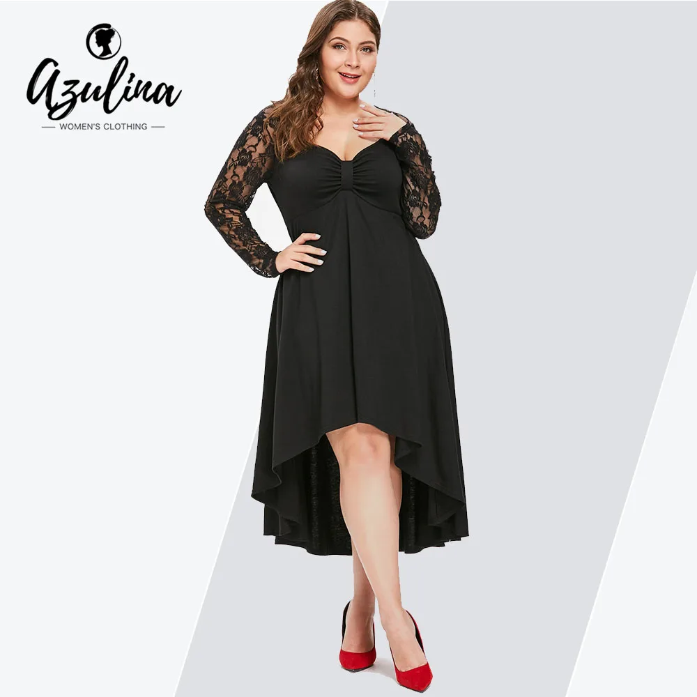 Rosegal Plus Size Lace Sleeve Knot Neck High Low Hem Dress Women Dresses Sweetheart Neck See Thru Asymmetrical Dress Vestido New
Rosegal Plus Size Lace Sleeve Knot Neck High Low Hem Dress Women Dresses Sweetheart Neck See Thru Asymmetrical Dress Vestido New
