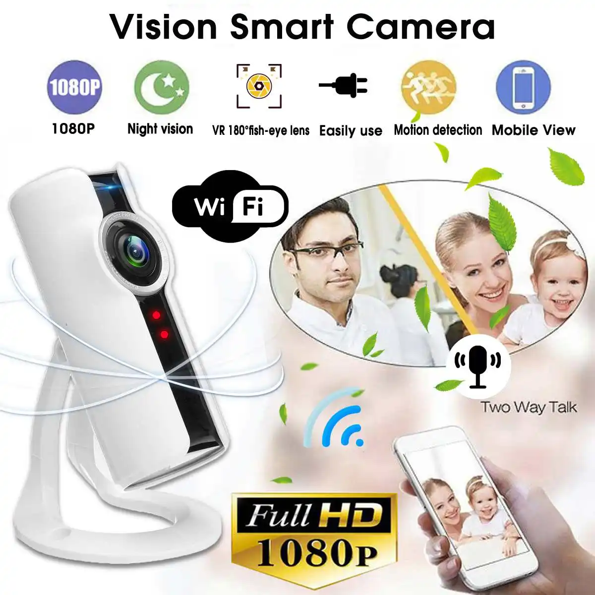 180 Degree 960P/1080P US/EU Plug Wifi Panoramic Camera Two Modes Of Viewing Home Security Smart Camera Night Vision
180 Degree 960P/1080P US/EU Plug Wifi Panoramic Camera Two Modes Of Viewing Home Security Smart Camera Night Vision