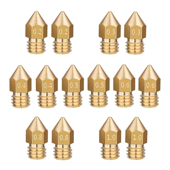 14pcs MK8 Extruder Brass Nozzle for 3D Printer Makerbot with 7 Sizes 0.2mm, 0.3mm, 0.4mm, 0.5mm, 0.6mm, 0.8mm, 1.0mm (2pcs for
14pcs MK8 Extruder Brass Nozzle for 3D Printer Makerbot with 7 Sizes 0.2mm, 0.3mm, 0.4mm, 0.5mm, 0.6mm, 0.8mm, 1.0mm (2pcs for