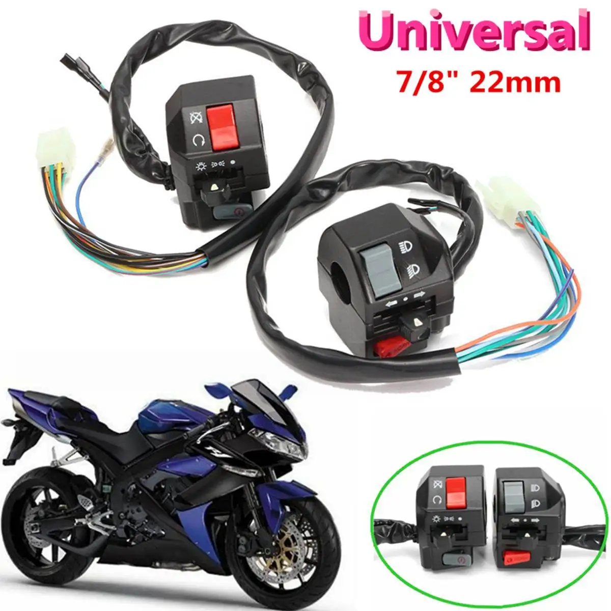 Pair 12V Motorcycle Switch 7/8" Handlebar Horn Turn Signal Light Head Lamp Electrical Start Switches For Harley/Yamaha/Suzuki
Pair 12V Motorcycle Switch 7/8" Handlebar Horn Turn Signal Light Head Lamp Electrical Start Switches For Harley/Yamaha/Suzuki