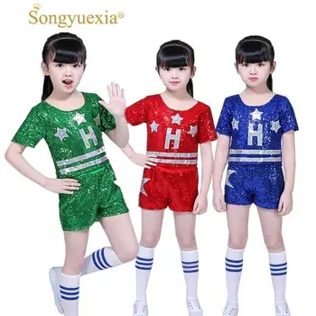 Children Dance Costume Suit Umbilical Leakage Paillette Cheerleading Drill Come Clothing Girl Hip Hop Modern Dance costumes
Children Dance Costume Suit Umbilical Leakage Paillette Cheerleading Drill Come Clothing Girl Hip Hop Modern Dance costumes