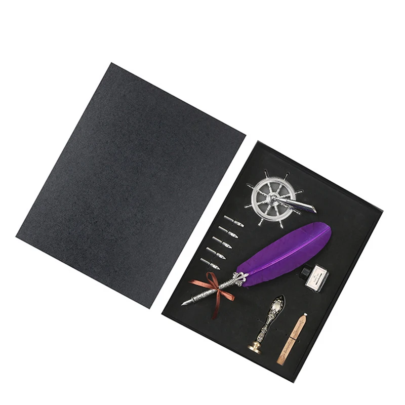 Feather Quill Pen Fountain Dip Pen Set Wit Ink, Holder And Nibs Antique With Box
Feather Quill Pen Fountain Dip Pen Set Wit Ink, Holder And Nibs Antique With Box