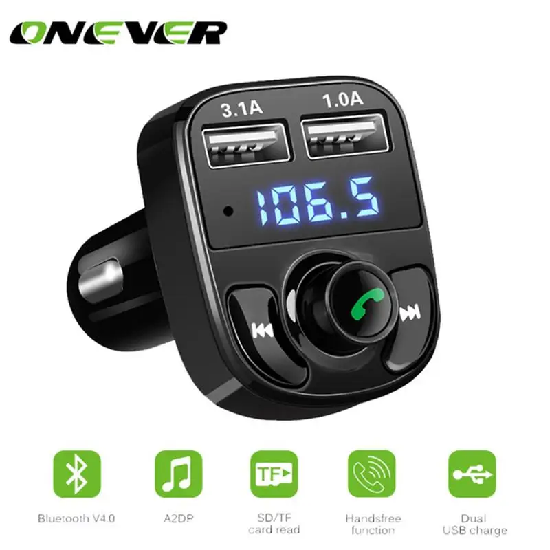 Onever FM Transmitter Handsfree Bluetooth Car Kit Aux Modulator Car Audio MP3 Player with 3.1A Quick Charge Dual USB Car Charger
Onever FM Transmitter Handsfree Bluetooth Car Kit Aux Modulator Car Audio MP3 Player with 3.1A Quick Charge Dual USB Car Charger