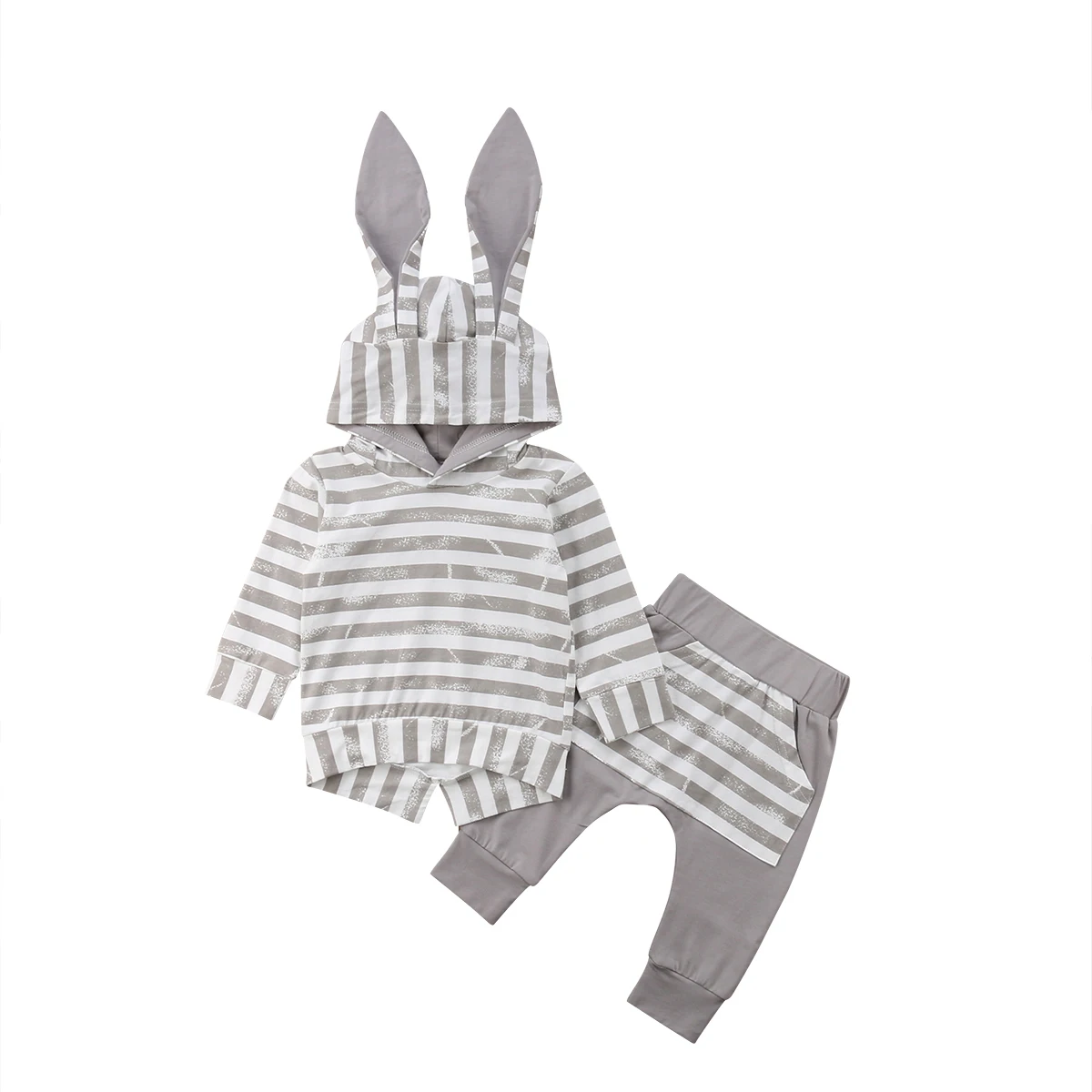 Cute 2Pcs Newborn Baby Boys Girl Long Rabbit Ear Hooded Sweatshirt Tops+Pants Leggings Striped Clothes Outfit Set 0 to 24M
Cute 2Pcs Newborn Baby Boys Girl Long Rabbit Ear Hooded Sweatshirt Tops+Pants Leggings Striped Clothes Outfit Set 0 to 24M