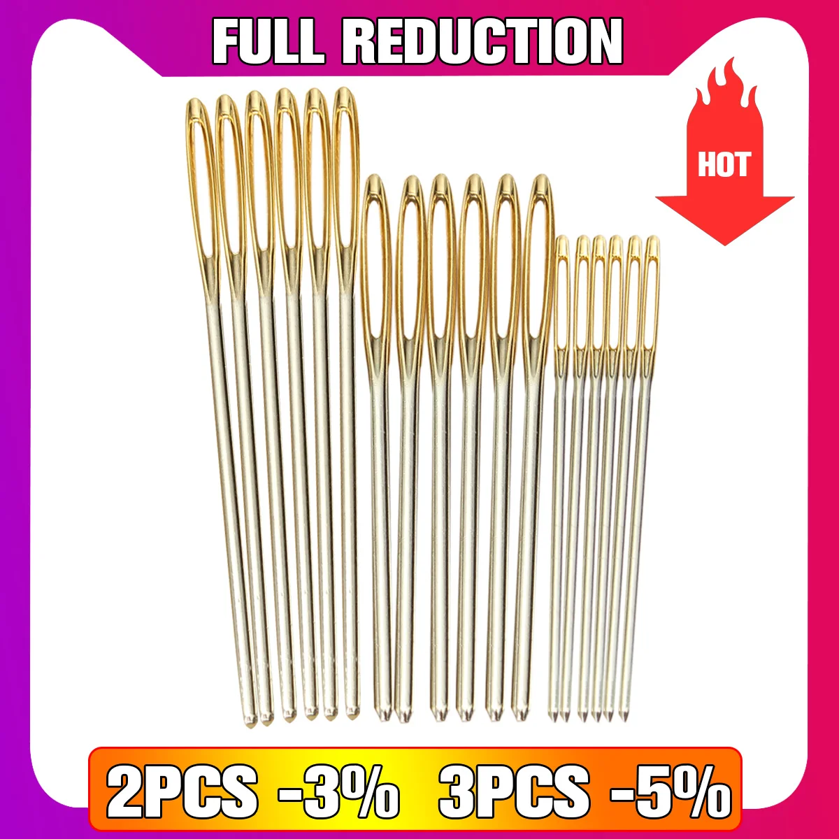 18Pcs/set 3 Size Large Leather Hand Sewing Needles Gold Eye Needle Embroidery Tapestry Home Wool DIY Sewing Accessories
18Pcs/set 3 Size Large Leather Hand Sewing Needles Gold Eye Needle Embroidery Tapestry Home Wool DIY Sewing Accessories
