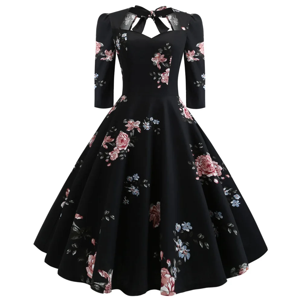 Sexy Sweetheart Neck Vintage Women Dress Pin up Swing Floral Half Sleeves Bowknot Vestidos Evening Party Rockabilly Retro Dress
Sexy Sweetheart Neck Vintage Women Dress Pin up Swing Floral Half Sleeves Bowknot Vestidos Evening Party Rockabilly Retro Dress