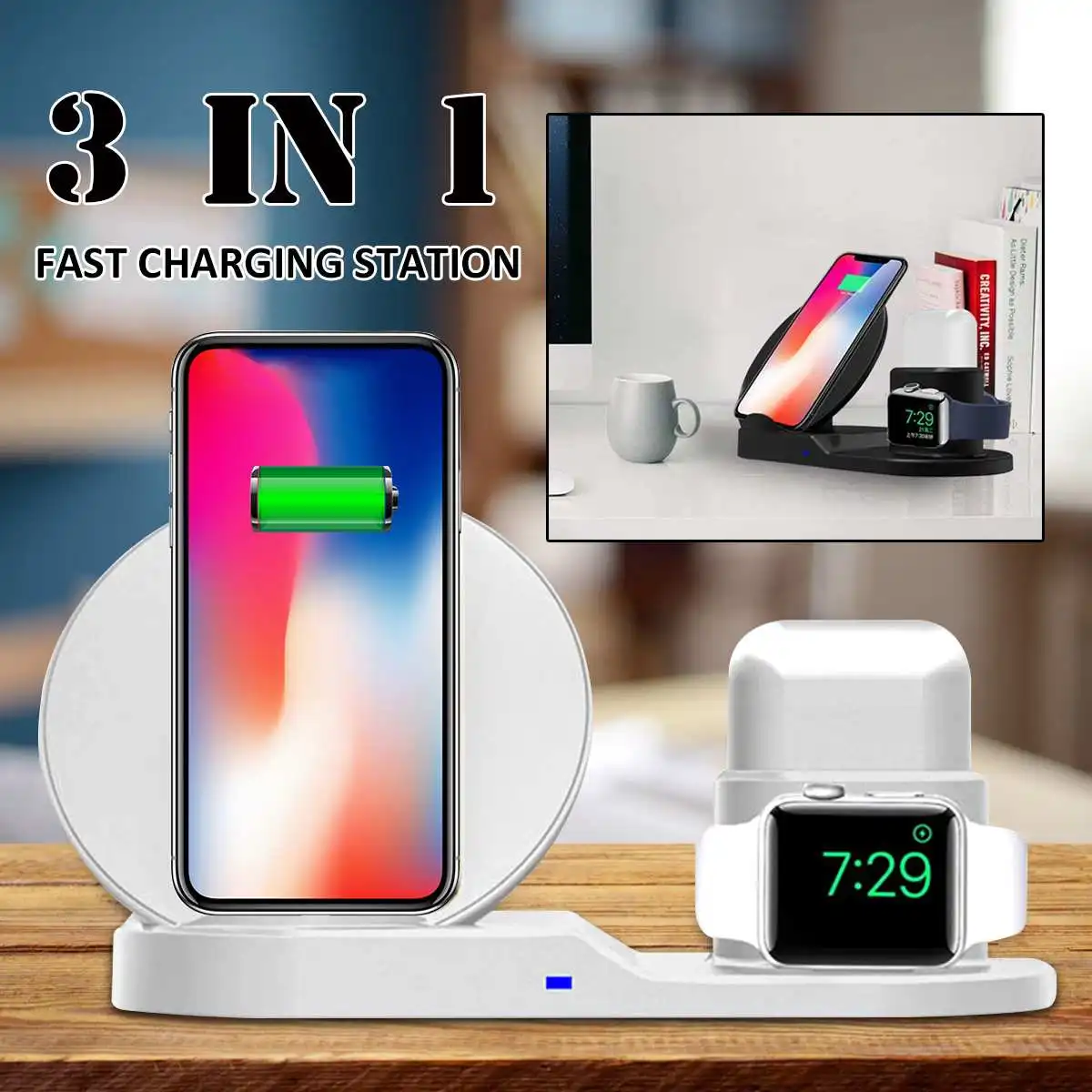 Multi Function Qi Wireless Fast Charger Phone Charging Station 3 in 1Stand Holder Charger For iWatch For iPhone X XR XS Max
Multi Function Qi Wireless Fast Charger Phone Charging Station 3 in 1Stand Holder Charger For iWatch For iPhone X XR XS Max