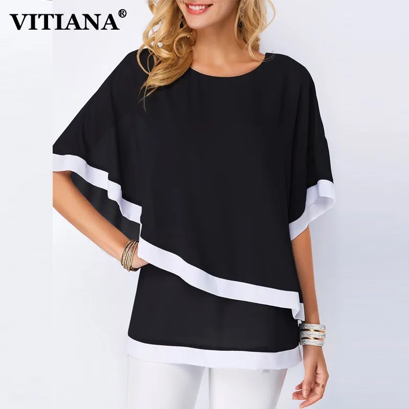 VITIANA Women Beach Chiffon Shirt Summer 2019 Female Black Blue Striped Batwing Sleeve O-Neck Casual Blouse Ladies Thin Clothing
VITIANA Women Beach Chiffon Shirt Summer 2019 Female Black Blue Striped Batwing Sleeve O-Neck Casual Blouse Ladies Thin Clothing