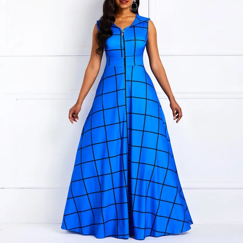 Blue Plaid Long Dress Women Summer 2019 Sleeveless High Waist Swing Elegant Party Evening Ladies Floor Length Sexy Maxi Dresses
Blue Plaid Long Dress Women Summer 2019 Sleeveless High Waist Swing Elegant Party Evening Ladies Floor Length Sexy Maxi Dresses