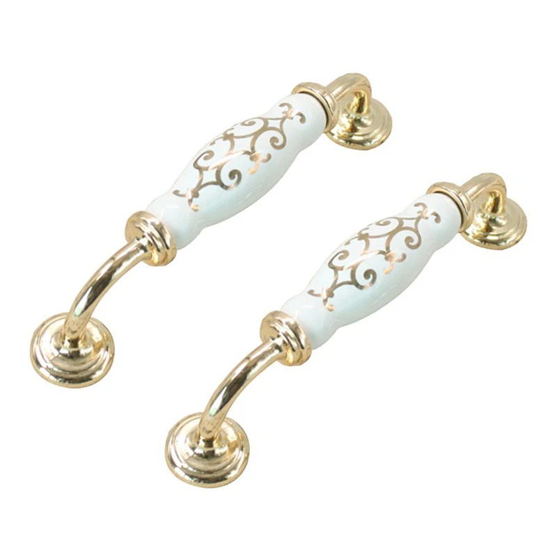 1 Pair Gold Flower Print White Ceramics Door Drawer Handle Pull Knobs gold-zine Alloy Base (tone height: 128mm / 5.04inch)
1 Pair Gold Flower Print White Ceramics Door Drawer Handle Pull Knobs gold-zine Alloy Base (tone height: 128mm / 5.04inch)
