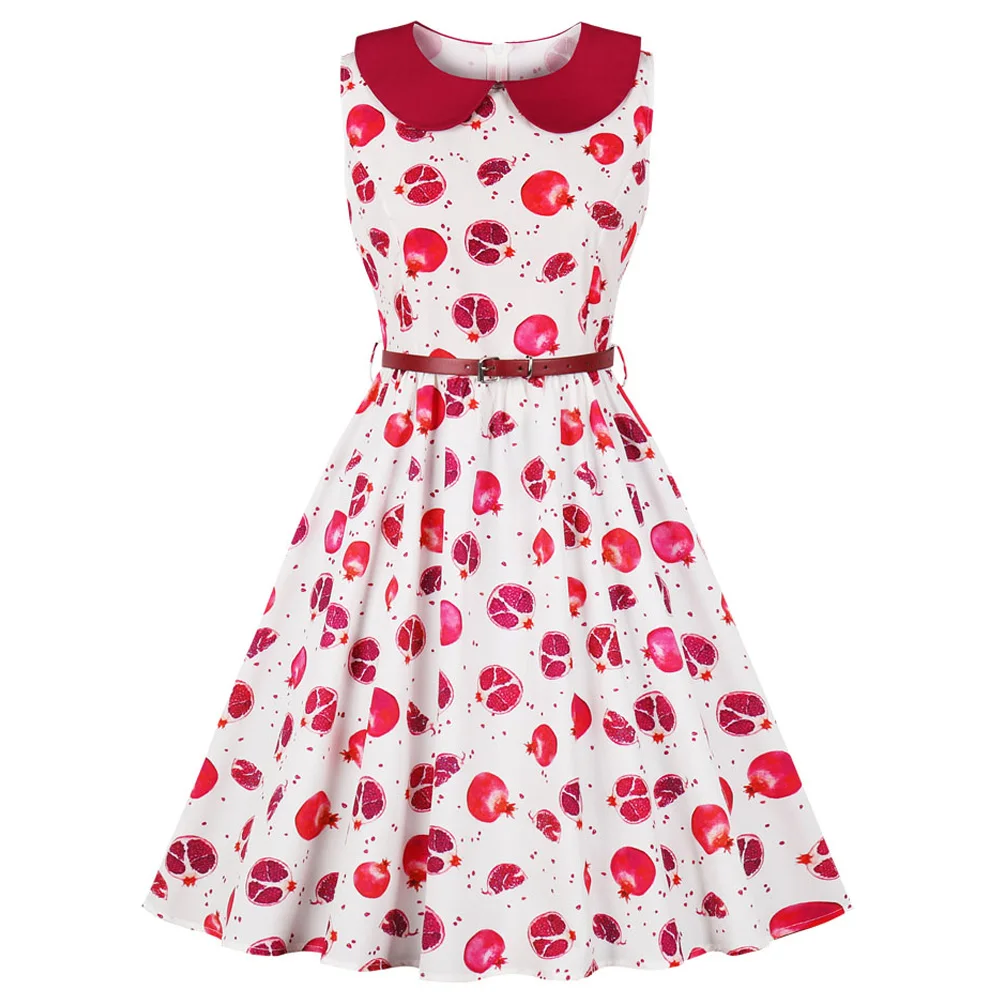 Retro Pomegranate Print Women Vintage Dress Sleevless Summer Pin Up Dress Casual Belt A-Line Party Dresses Office Lady Vestidos
Retro Pomegranate Print Women Vintage Dress Sleevless Summer Pin Up Dress Casual Belt A-Line Party Dresses Office Lady Vestidos