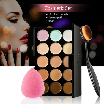 Anself 15 Colors Face Concealer Cream + Sponge Puff + Oval Makeup Brush Beauty Camouflage Contour Makeup Palette Cosmetic Set
Anself 15 Colors Face Concealer Cream + Sponge Puff + Oval Makeup Brush Beauty Camouflage Contour Makeup Palette Cosmetic Set