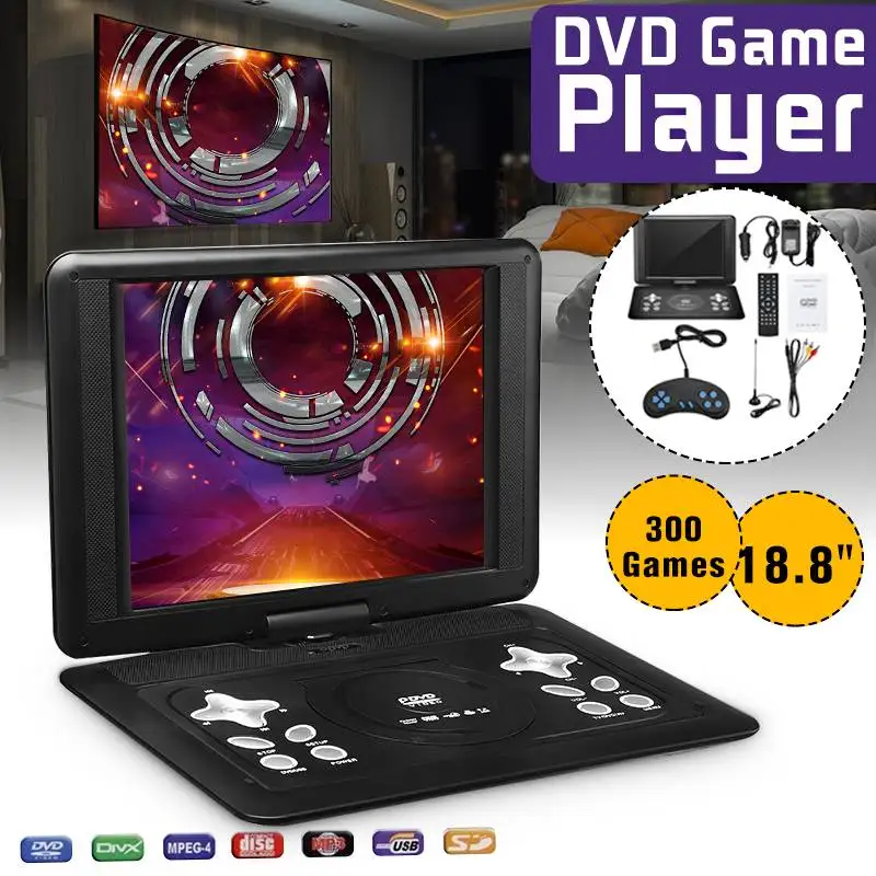 18.8" Portable Home Car Mini HD TV DVD Player HD+ 270 Rotate LCD Screen TV EVD USB + Gamepad Drop Ship Car Charger Portatil
18.8" Portable Home Car Mini HD TV DVD Player HD+ 270 Rotate LCD Screen TV EVD USB + Gamepad Drop Ship Car Charger Portatil