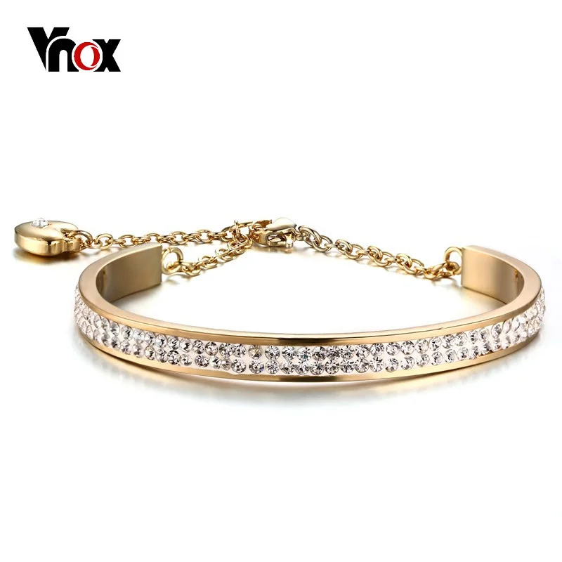 Vnox Elegant Party Jewelry Heart Charm Bracelet for Women Cuff Bangle Crystals Stainless Steel Female Wedding Accessories
Vnox Elegant Party Jewelry Heart Charm Bracelet for Women Cuff Bangle Crystals Stainless Steel Female Wedding Accessories