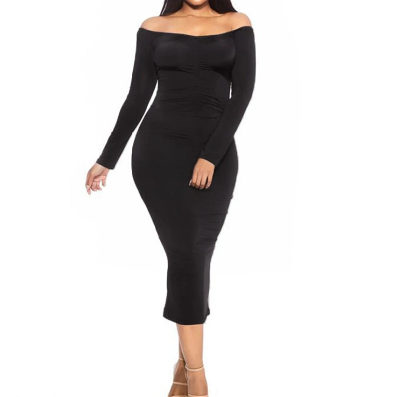 Dress Elegant Women Off Shoulder Long Sleeve Dress Bodycon Pencil Dresses For Women Evening Party Clothes Solid Ladies Dresses
Dress Elegant Women Off Shoulder Long Sleeve Dress Bodycon Pencil Dresses For Women Evening Party Clothes Solid Ladies Dresses