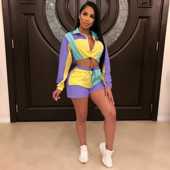2 TWO PIECE SET Mini Shorts Crop Top Long Sleeve Patchwork Tracksuit Contrast Color Jacket Suit Sweatsuits Plus Size Windbreaker
2 TWO PIECE SET Mini Shorts Crop Top Long Sleeve Patchwork Tracksuit Contrast Color Jacket Suit Sweatsuits Plus Size Windbreaker