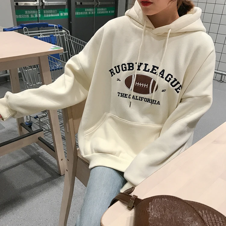 Spring 2019 New Korean Leisure College Style Loose and Slim Rugby Alphabet Printed Hat Pullovers with Fleece
Spring 2019 New Korean Leisure College Style Loose and Slim Rugby Alphabet Printed Hat Pullovers with Fleece