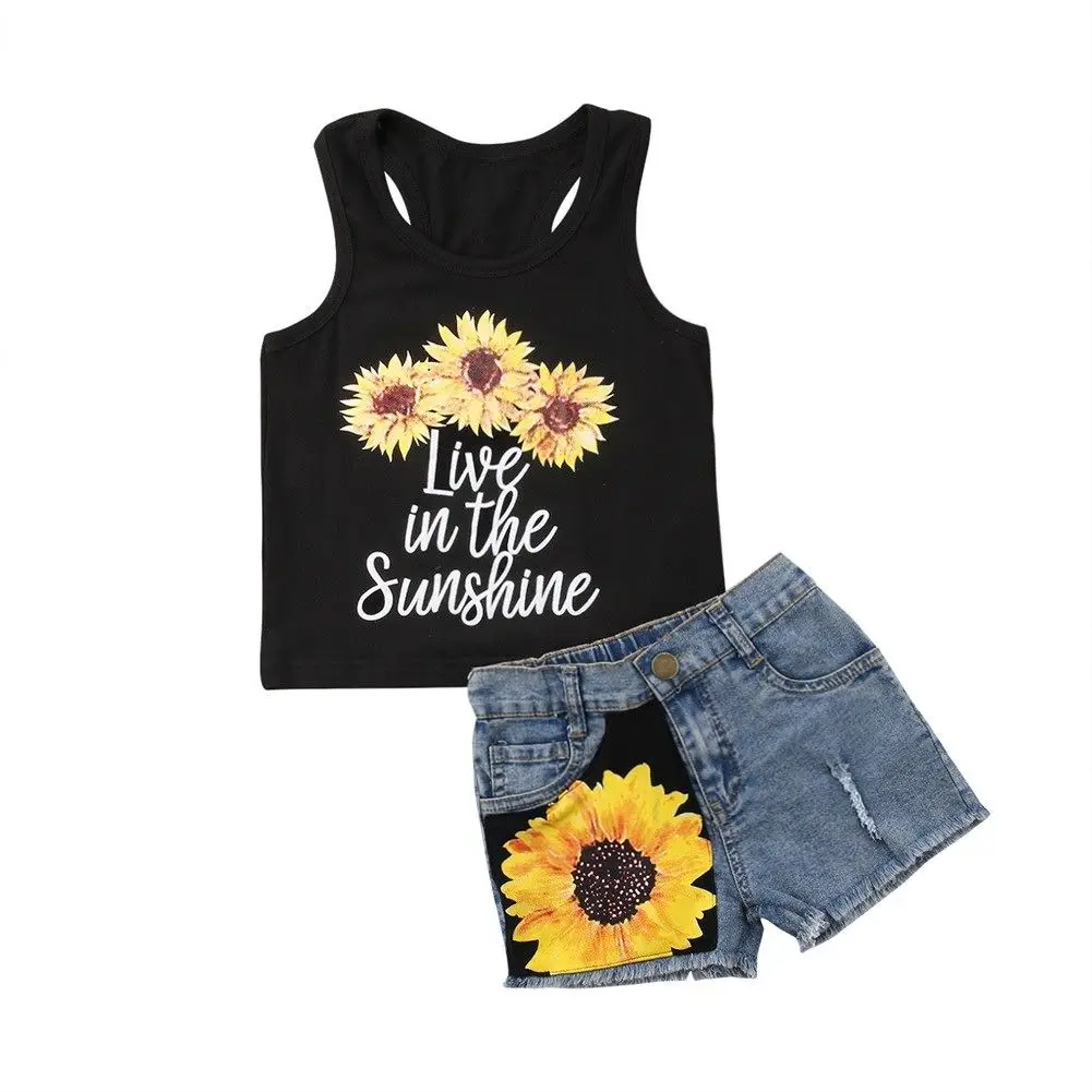 Summer Toddler Kids Girls Sunflower Vest Tops+Denim Shorts Pants 2PCS Clothes Girls Sleeveless Casual Clothes Outfits Set
Summer Toddler Kids Girls Sunflower Vest Tops+Denim Shorts Pants 2PCS Clothes Girls Sleeveless Casual Clothes Outfits Set