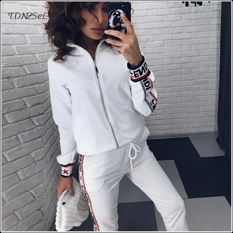 Spring Autumn Casual White Sweatpants 2 Two Piece Set Women Long Sleeve Zipper Coat Drawstring Waist Trouser Sport Fitness Sets
Spring Autumn Casual White Sweatpants 2 Two Piece Set Women Long Sleeve Zipper Coat Drawstring Waist Trouser Sport Fitness Sets