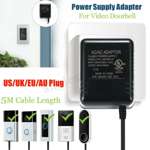 18V 9W Power Supply Adapter Transformer For Video Ring Doorbell UK/US/EU Plug Without Ring Doorbell
18V 9W Power Supply Adapter Transformer For Video Ring Doorbell UK/US/EU Plug Without Ring Doorbell