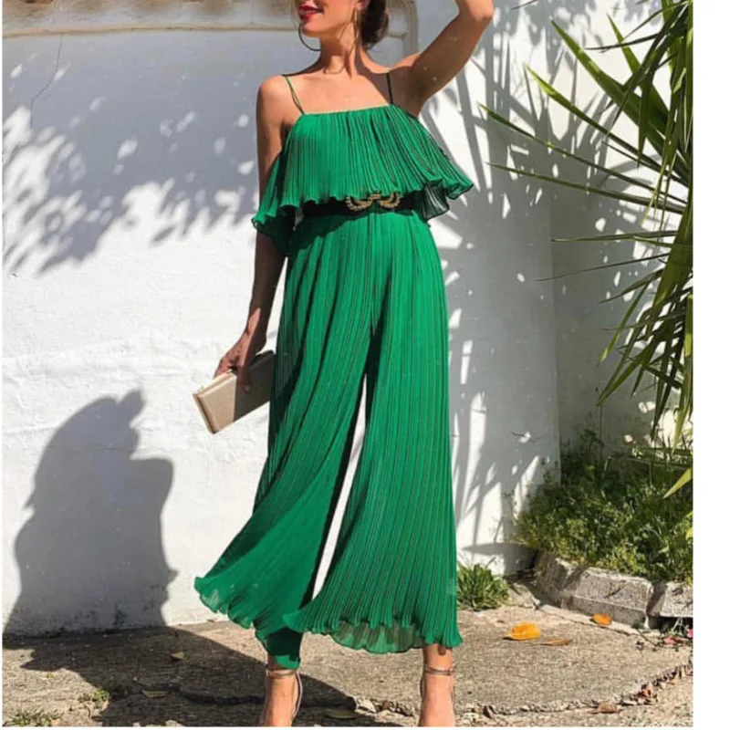 PFFLOOK Spaghetti Strap Rompers Women Jumpsuit 2019 Summer Sleeveless Pleated Ruffle Overalls Sexy Casual Solid Women Clothes
PFFLOOK Spaghetti Strap Rompers Women Jumpsuit 2019 Summer Sleeveless Pleated Ruffle Overalls Sexy Casual Solid Women Clothes