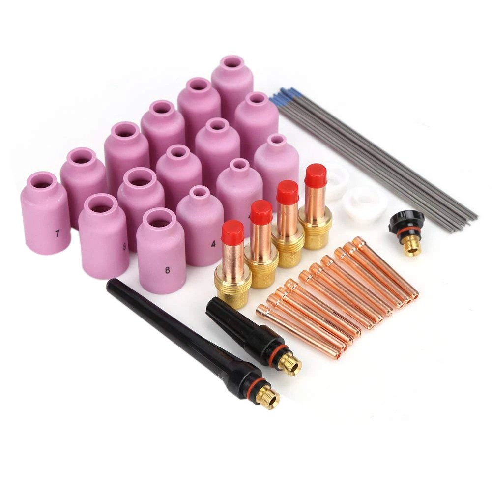 46pcs TIG Kit Gas Lens for WP-17 WP-18 WP-26 WL20 Torch Accessories Spares Parts Lanthanated Tungsten
46pcs TIG Kit Gas Lens for WP-17 WP-18 WP-26 WL20 Torch Accessories Spares Parts Lanthanated Tungsten