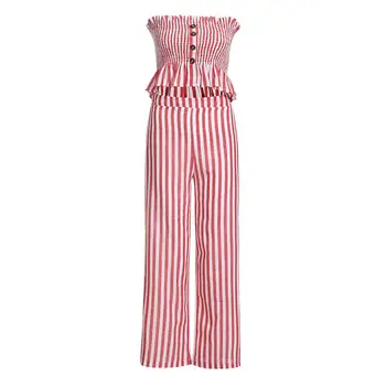 Summer Fashion 2PCS Women Sets Striped Strapless Striped Crop Top and Wide Leg Pants Jumpsuit Romper Vintage Outfits
Summer Fashion 2PCS Women Sets Striped Strapless Striped Crop Top and Wide Leg Pants Jumpsuit Romper Vintage Outfits
