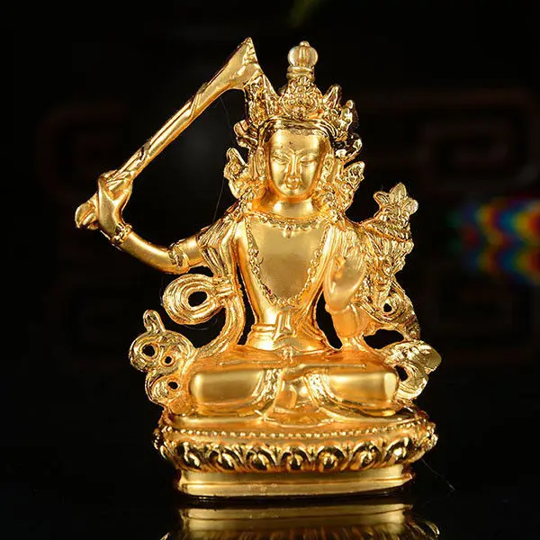 Тибет буддизм ручная работа старая Будда статуя сплав gilt Bodhisattva Manjusri | Дом и сад