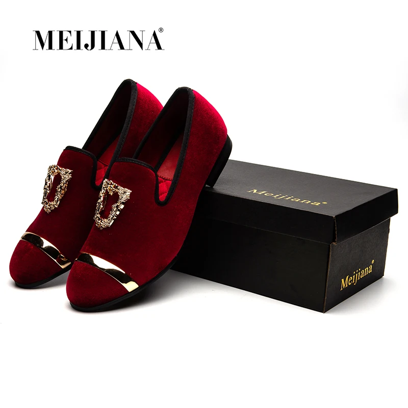 Фото MEIJIANA 2019 New loafers Fashionable Luxury Men's Casual Shoes Wedding and Party Loafers Dress Men Velvet | Обувь
