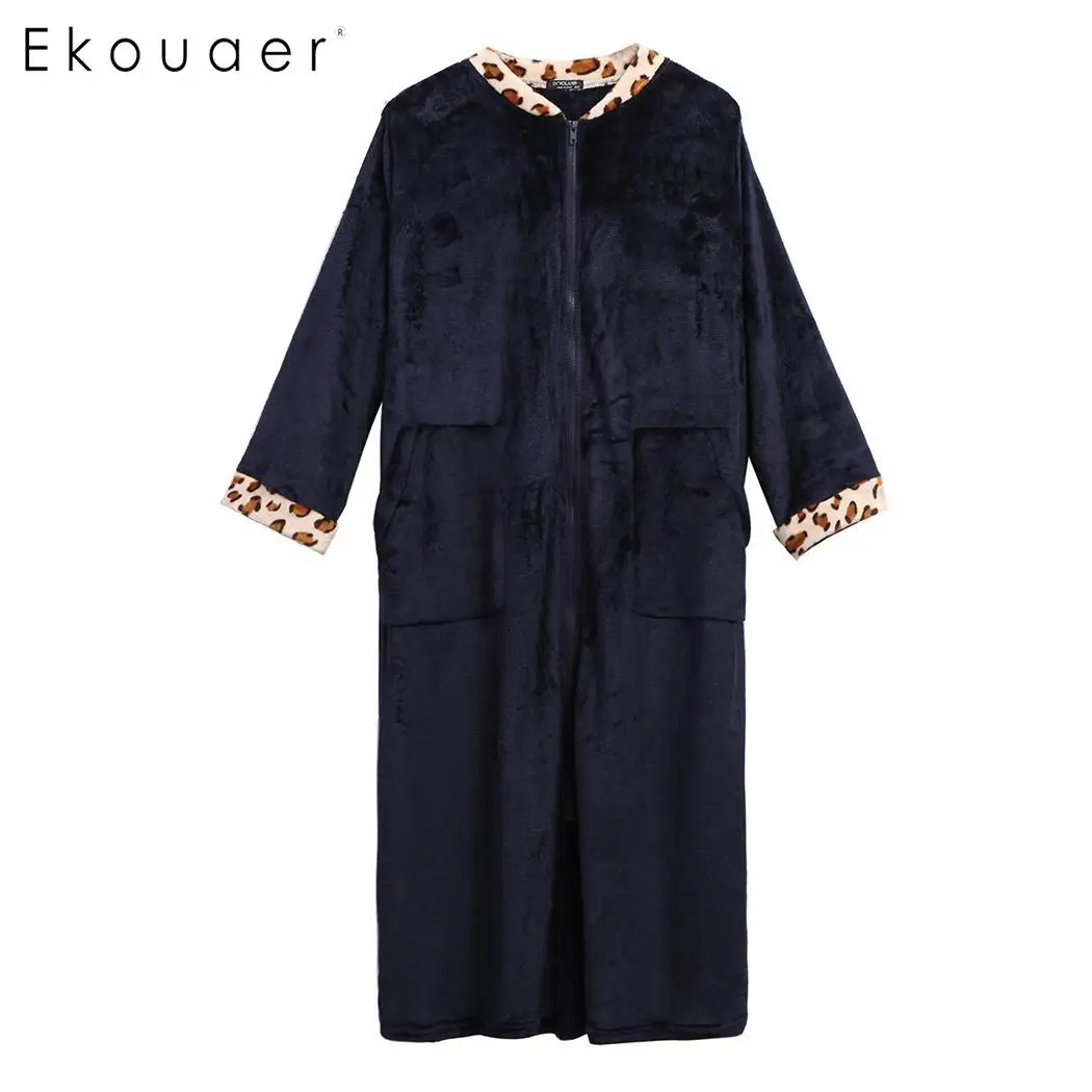 Ekouaer Plus Size Robes Winter Sleepwear Bath Robes Leopard V-Neck Nightwear Women Zipper Long Sleeve Robe Sleep Dressing Gown
Ekouaer Plus Size Robes Winter Sleepwear Bath Robes Leopard V-Neck Nightwear Women Zipper Long Sleeve Robe Sleep Dressing Gown