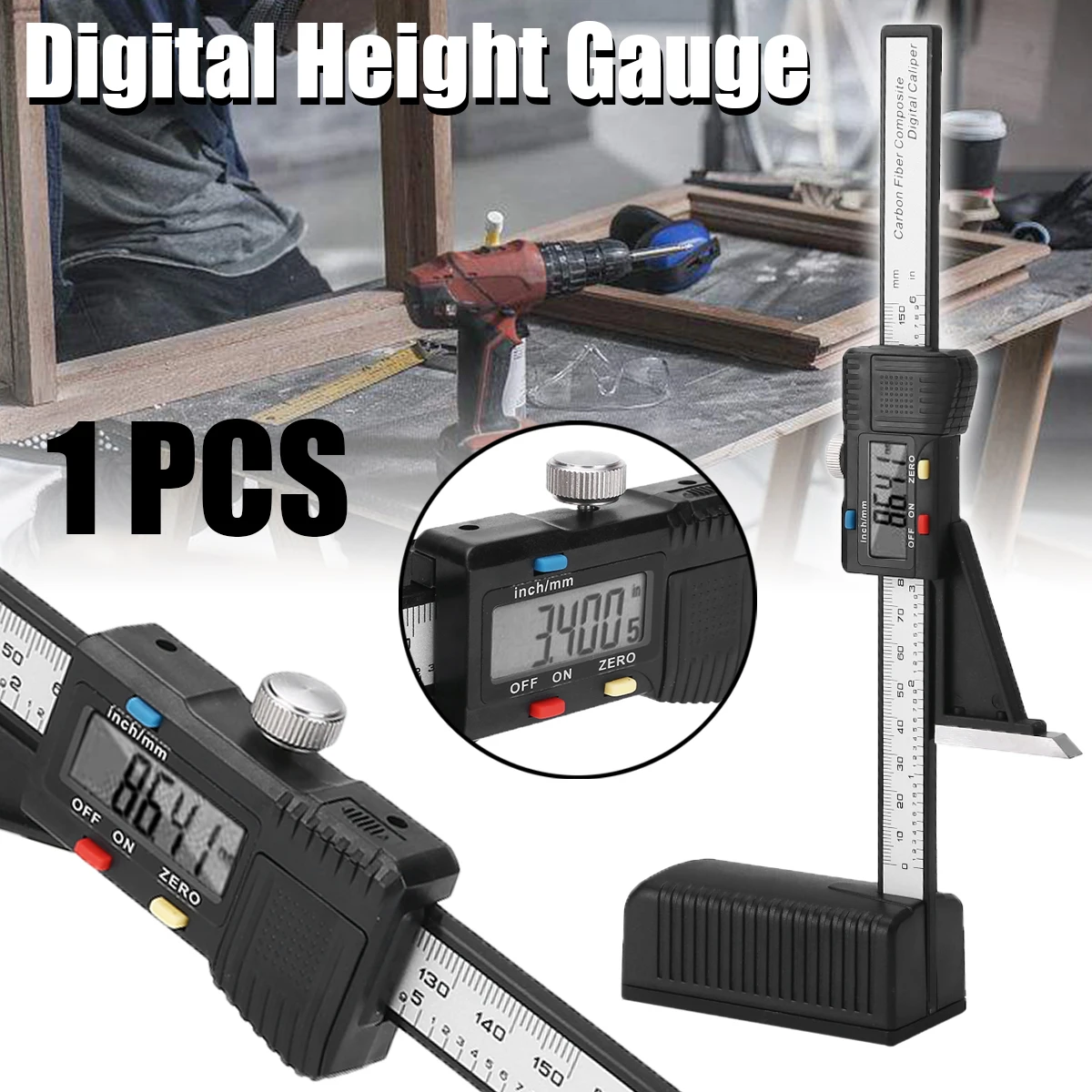 LCD Digital Height Depth Gauge Tester Measure 0-150mm/6″ Caliper Electronic Digital Height Vernier Caliper Ruled Ruler
LCD Digital Height Depth Gauge Tester Measure 0-150mm/6″ Caliper Electronic Digital Height Vernier Caliper Ruled Ruler