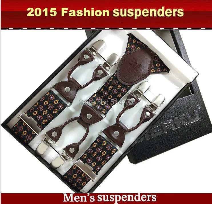 Fashion Genuine leather Jacquard weave Men's braces 6 clips men's elastic suspenders adult quality braces Free shipping
Fashion Genuine leather Jacquard weave Men's braces 6 clips men's elastic suspenders adult quality braces Free shipping