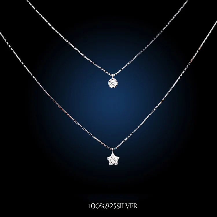 925 Sterling Silver Star double-deck Necklaces & Pendants For Women Fashion Lady Festival Gift Sterling-silver-jewelry
925 Sterling Silver Star double-deck Necklaces & Pendants For Women Fashion Lady Festival Gift Sterling-silver-jewelry