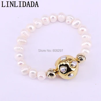 5Pcs Natural Pearl Bracelets Bangles, Gold Color Round Ball Freshwater Pearl Beaded Bracelet Handmade Jewelry
5Pcs Natural Pearl Bracelets Bangles, Gold Color Round Ball Freshwater Pearl Beaded Bracelet Handmade Jewelry