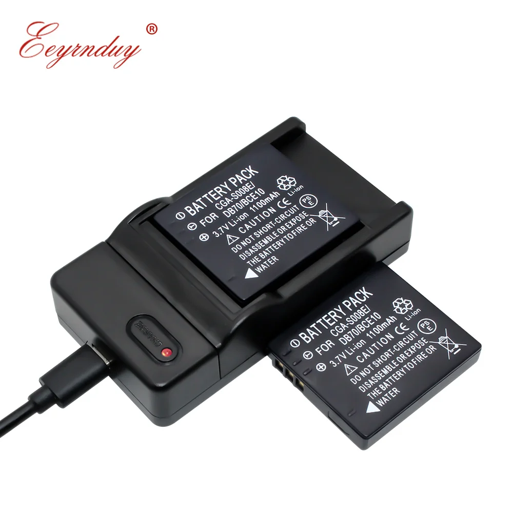 2 шт. DMW-BCE10 CGA-S008E DB70 камера зарядное устройство набор для Panasonic Lumix DMC-FS5 FS20 FX36 FX500 |