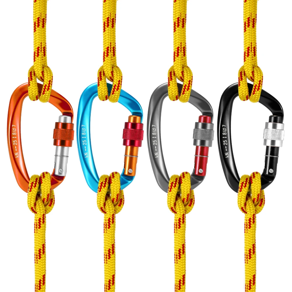 25KN Mountaineering Caving Rock Climbing Carabiner D Shaped Buckle Clip Safety Master Screw Lock Buckle Escalade Equipement
25KN Mountaineering Caving Rock Climbing Carabiner D Shaped Buckle Clip Safety Master Screw Lock Buckle Escalade Equipement