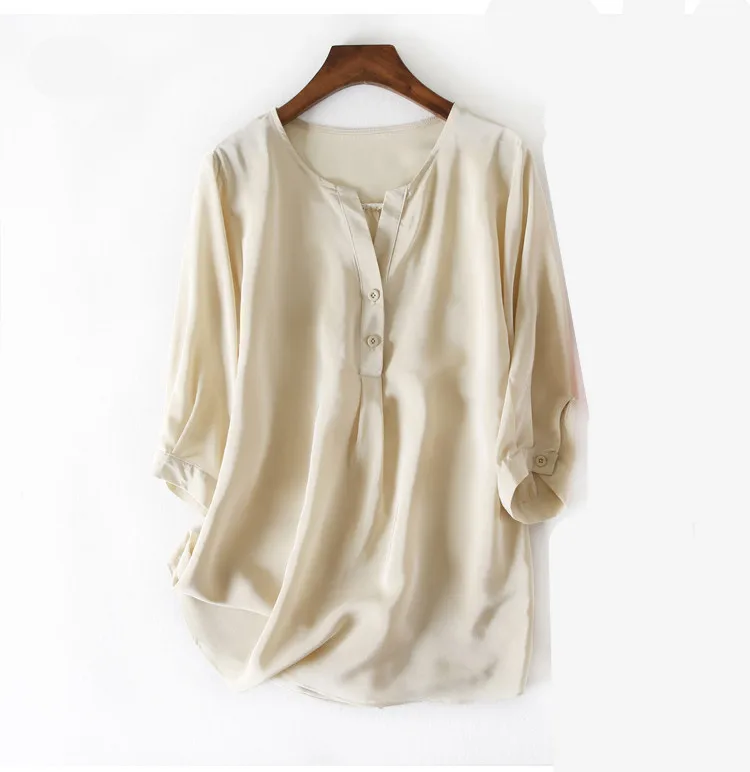 Women Summer 100% Natural Silk Blouse Real Silk Half Sleeve Basic Shirt Ol Solid Multi-color Top Shirts Silk Blouses For Women
Women Summer 100% Natural Silk Blouse Real Silk Half Sleeve Basic Shirt Ol Solid Multi-color Top Shirts Silk Blouses For Women