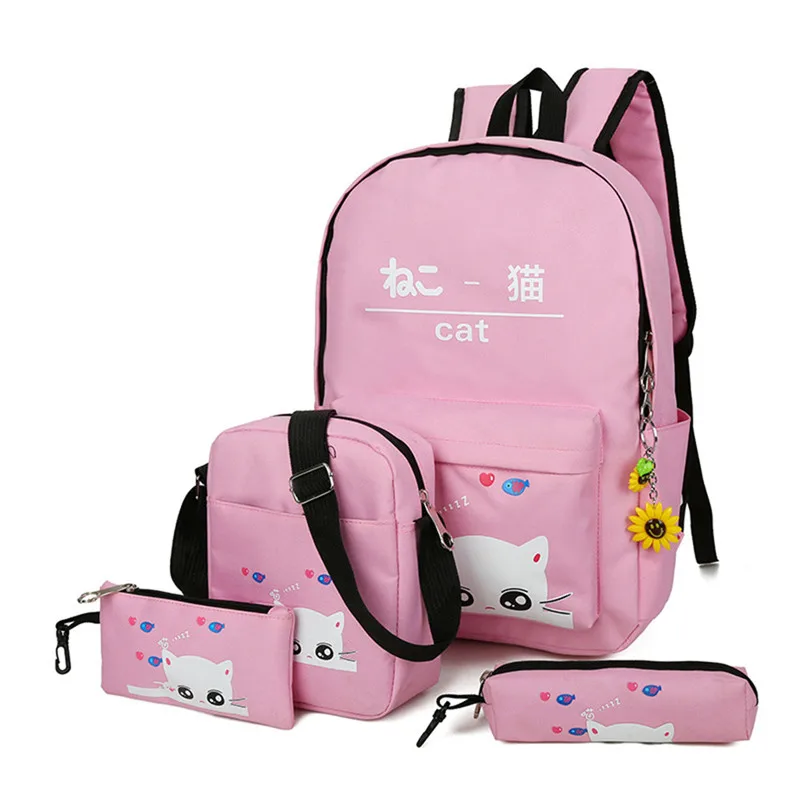 Japan Style 4pcs /Set Women Backpack School Bags Cute Cat Printing Backpacks For Teenagers Girls Travel Bag Rucksacks Mochila
Japan Style 4pcs /Set Women Backpack School Bags Cute Cat Printing Backpacks For Teenagers Girls Travel Bag Rucksacks Mochila
