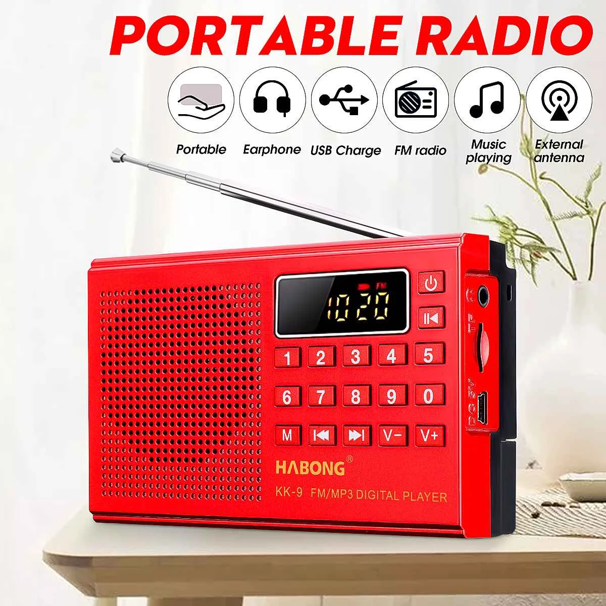 KK-9 Portable Digital FM Radio TF Card U Disk Music Player USB Rechargeable Speaker
KK-9 Portable Digital FM Radio TF Card U Disk Music Player USB Rechargeable Speaker
