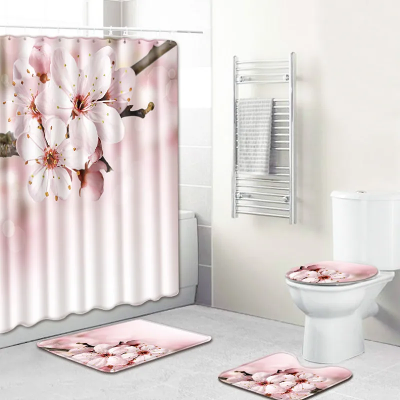 Floral 4pcs Shower Curtain Set Anti Slip Bath Mat for Home Decor Carpet Bathroom Toilet Seat Cover Accessories Kitchen Rugs Set
Floral 4pcs Shower Curtain Set Anti Slip Bath Mat for Home Decor Carpet Bathroom Toilet Seat Cover Accessories Kitchen Rugs Set