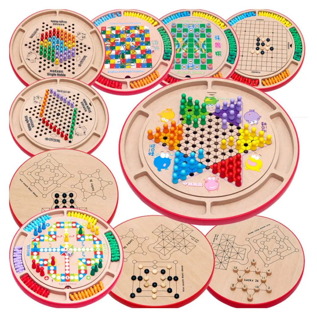 18 in 1 Wooden Chess Set Flying Chess Gobang Strategy Board Game Children Adults Family Entertainment Educational Toys Gift
18 in 1 Wooden Chess Set Flying Chess Gobang Strategy Board Game Children Adults Family Entertainment Educational Toys Gift