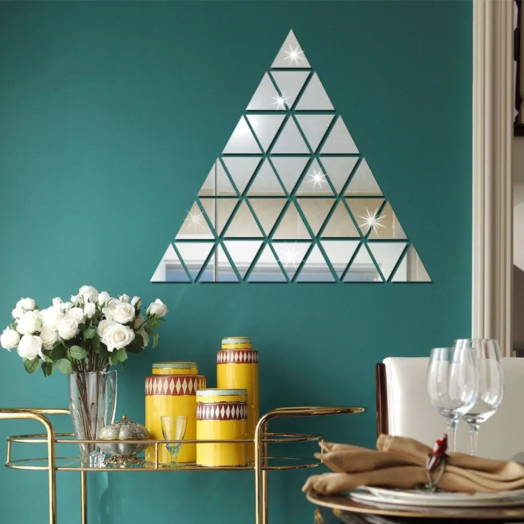 50pcs DIY 3D Acrylic Mirror Decal Living Room 1.2mm/0.05inch Bedroom Decoration Triangle Shape Wall Set Sticker
50pcs DIY 3D Acrylic Mirror Decal Living Room 1.2mm/0.05inch Bedroom Decoration Triangle Shape Wall Set Sticker